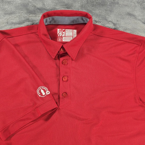 Chick-fil-A Polo Shirt Adult Size M Red Oobe Team Style Short Sleeve Polyester - Picture 1 of 6